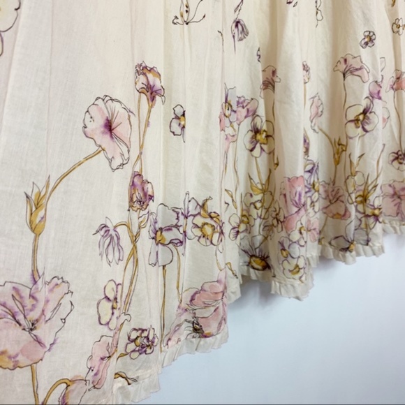 Rebecca Taylor Vintage Cream Floral A-Line Skirt - Picture 5 of 8